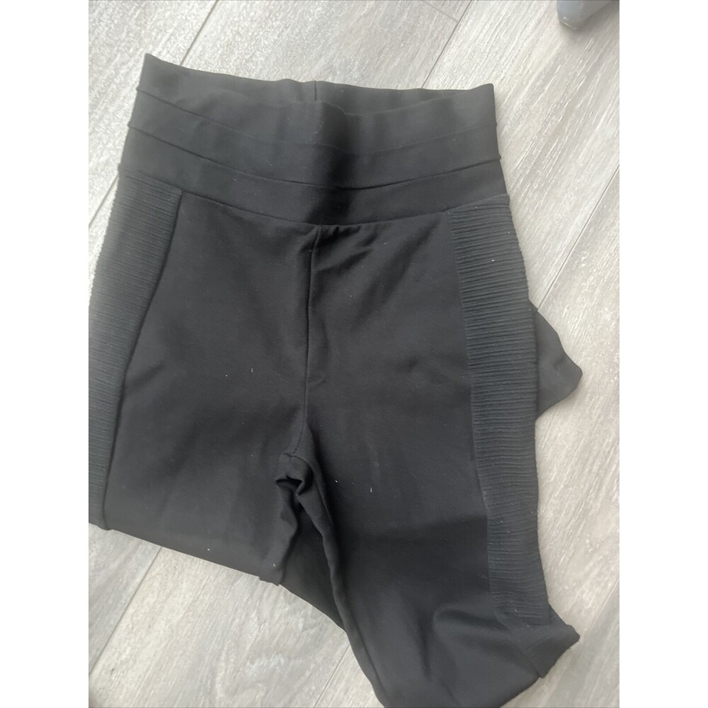 Zara Basic Womens Black Side Ribbed Leggings Small - image 5